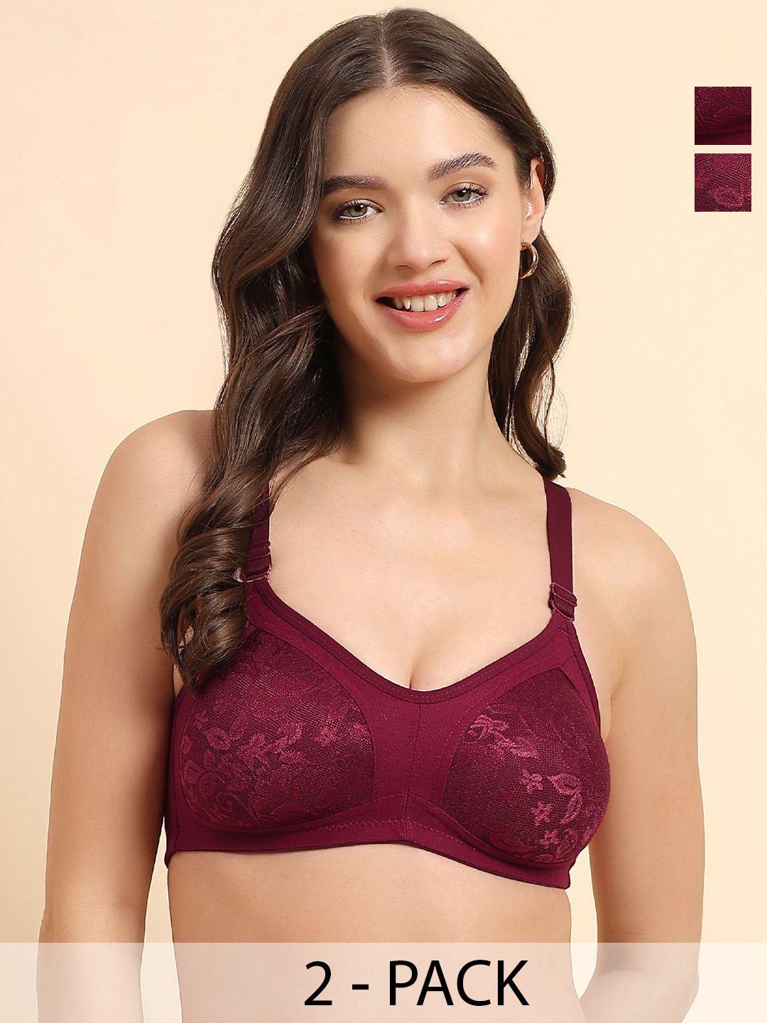 KOMLI Women Pack of 2 Full Coverage Lightly Padded Cotton Minimizer Bra-picture-10