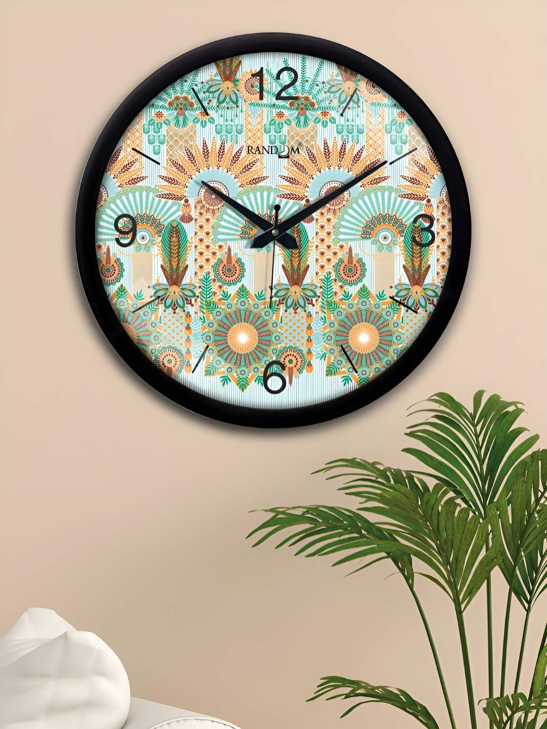 RANDOM Blue & Brown Printed Round Shaped Contemporary Wall Clock-image-45