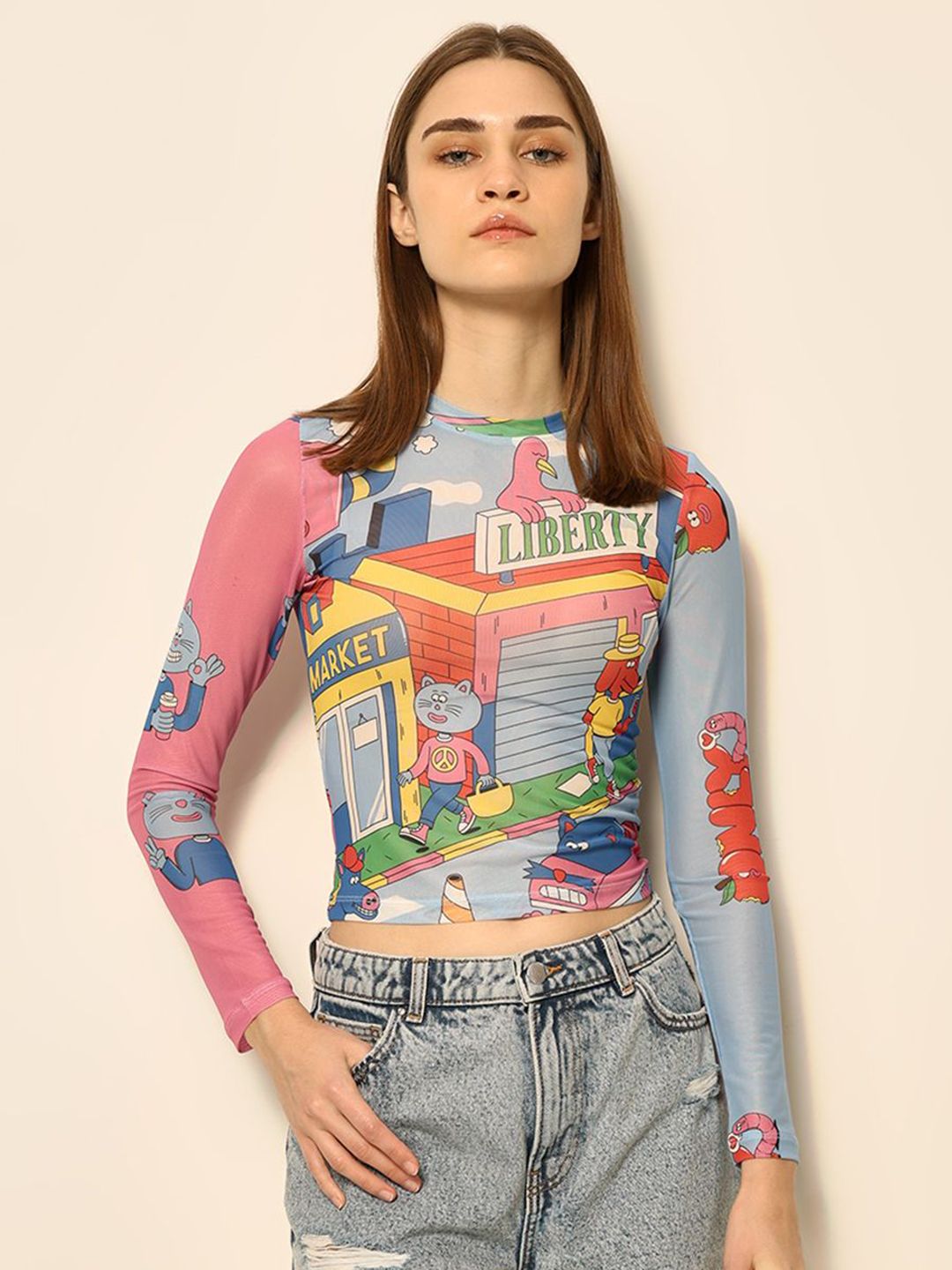 ONLY Abstract Printed Round Neck Slim Fit T-shirt-picture-28