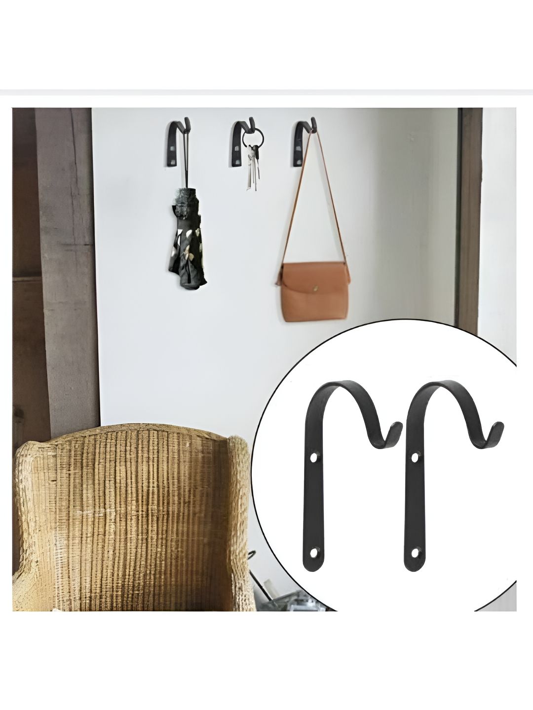 upkaranwale 2Pcs Black Lantern Wall Hooks-picture-27