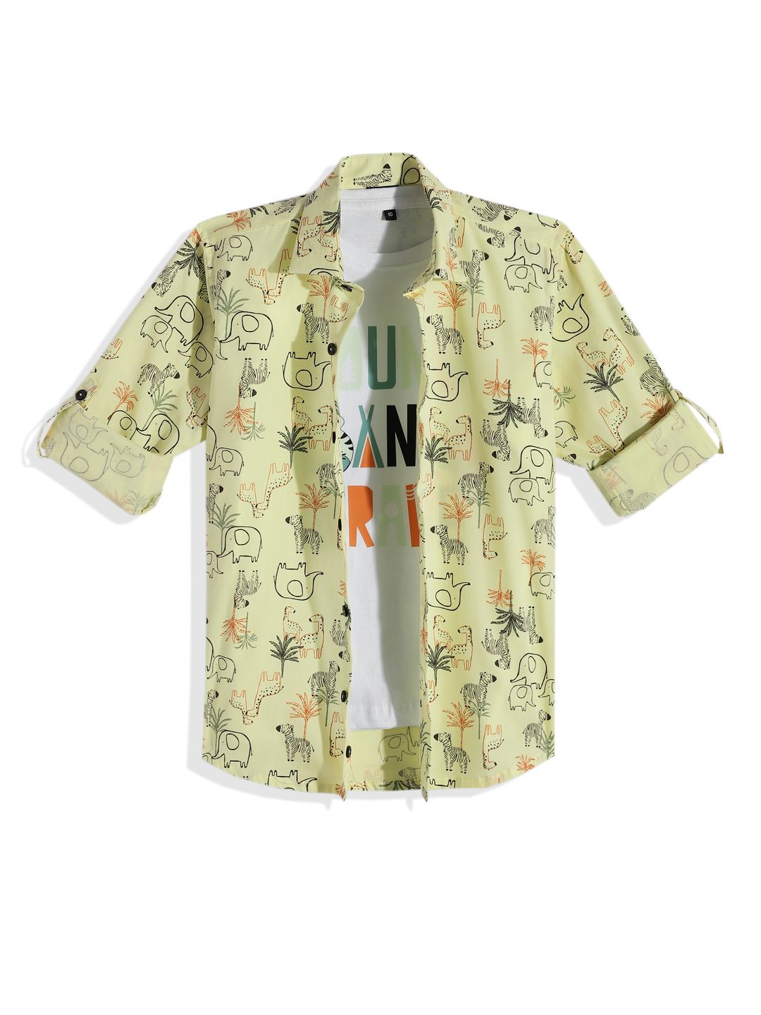 CAVIO Boys Printed Pure Cotton Casual Shirt With T-shirt-picture-55