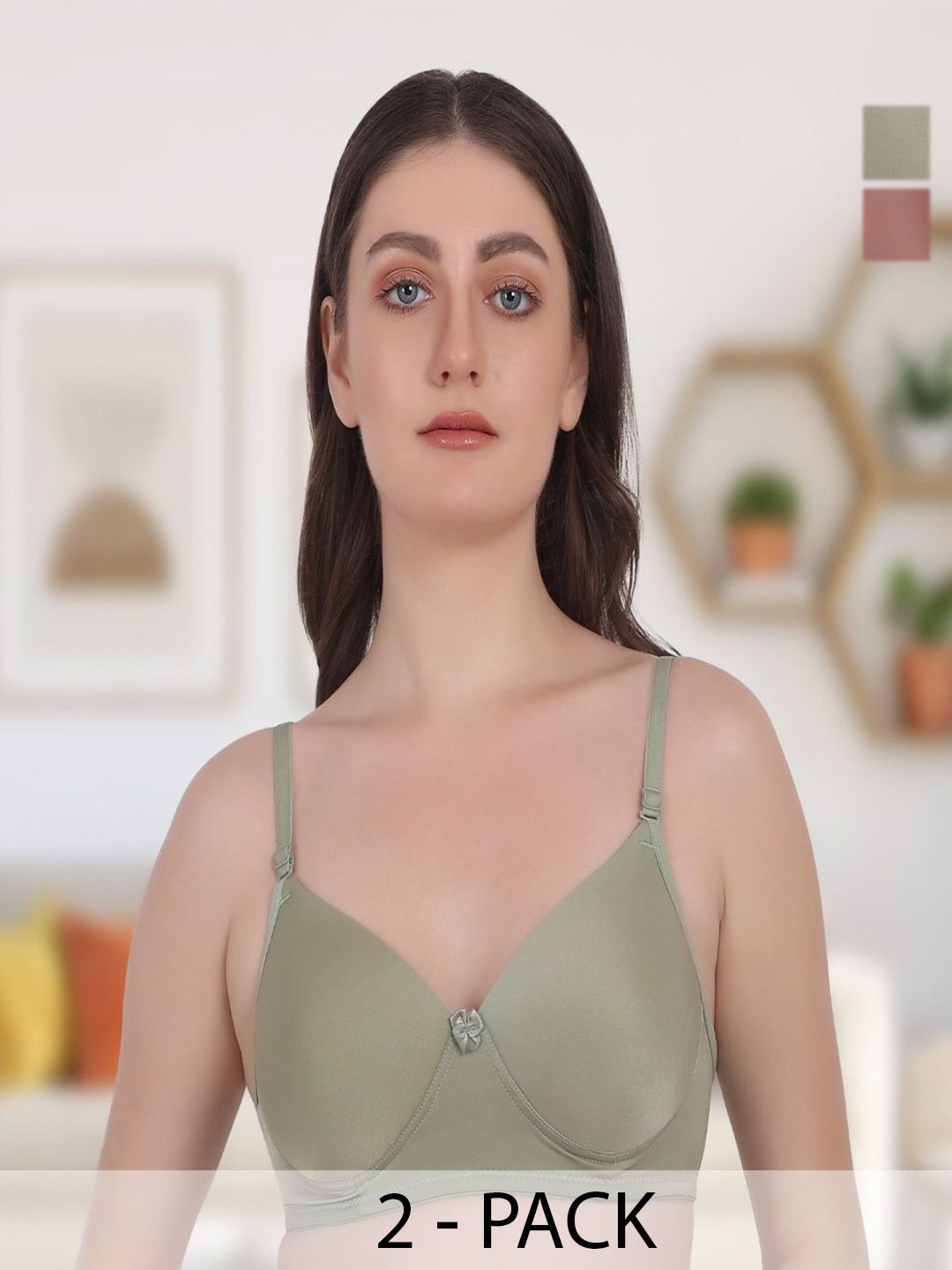 LARIX Pack Of 2 Full Coverage Lightly Padded Everyday Bra