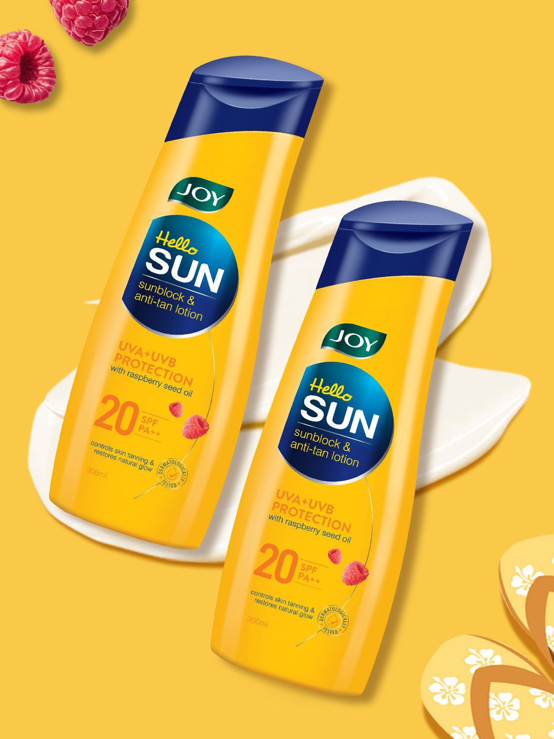 JOY Set Of 2 Hello Sun Body Sunscreen Lotion SPF 20 PA++ For Tan Control - 300 ml Each-image-37