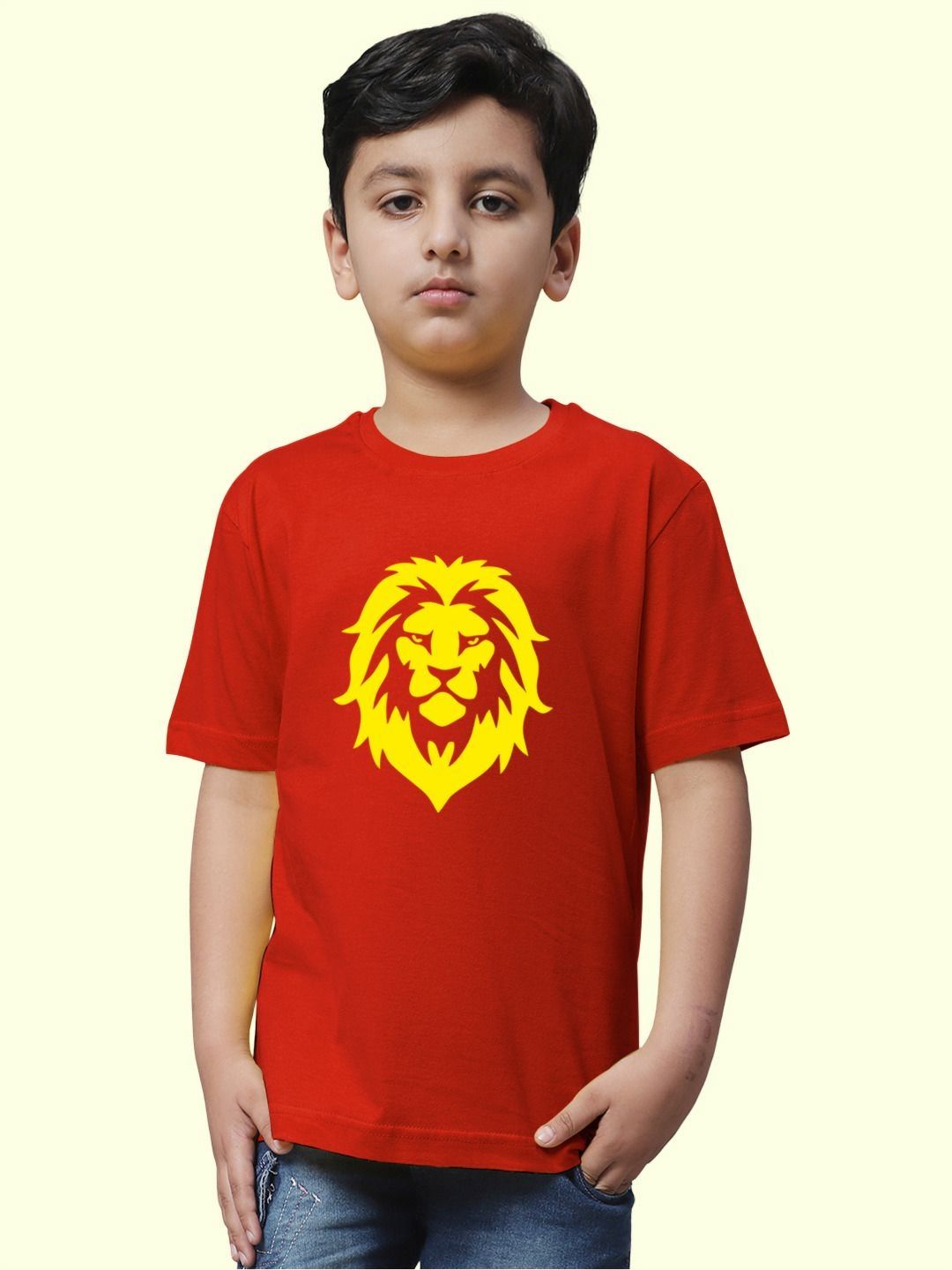 Friskers Boys Lion Printed Round Neck Short Sleeves Pure Cotton T-Shirt-picture-51