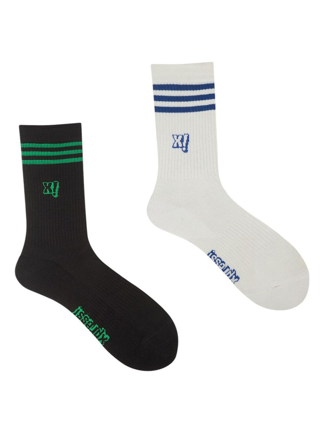 Socksxpress Men Pack Of 2 Striped Crew-Length Black Socks-picture-41