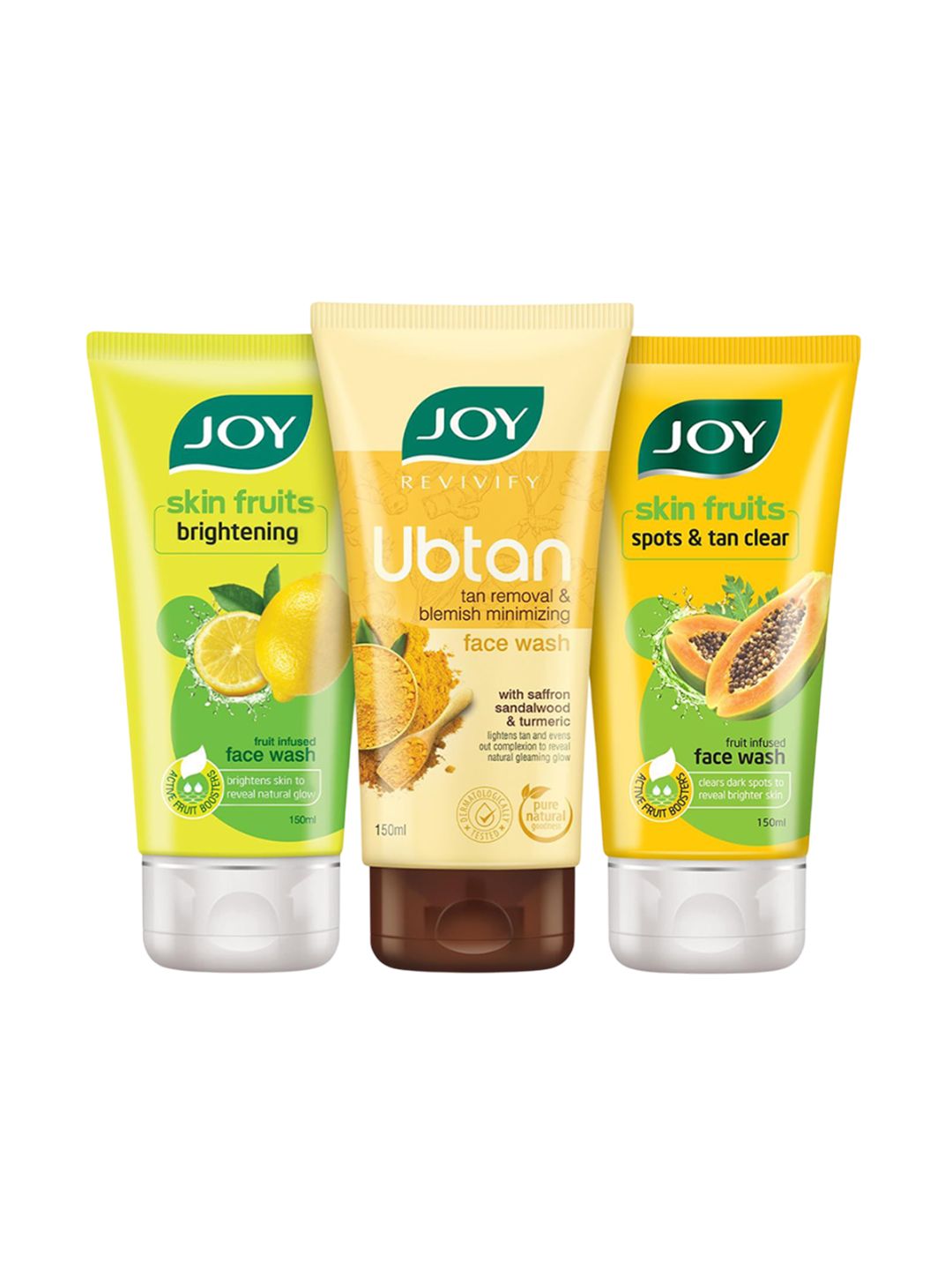 JOY Set Of 3 Lemon, Papaya & Ubtan Tan Removal Face Wash - 150 ml Each-image-43