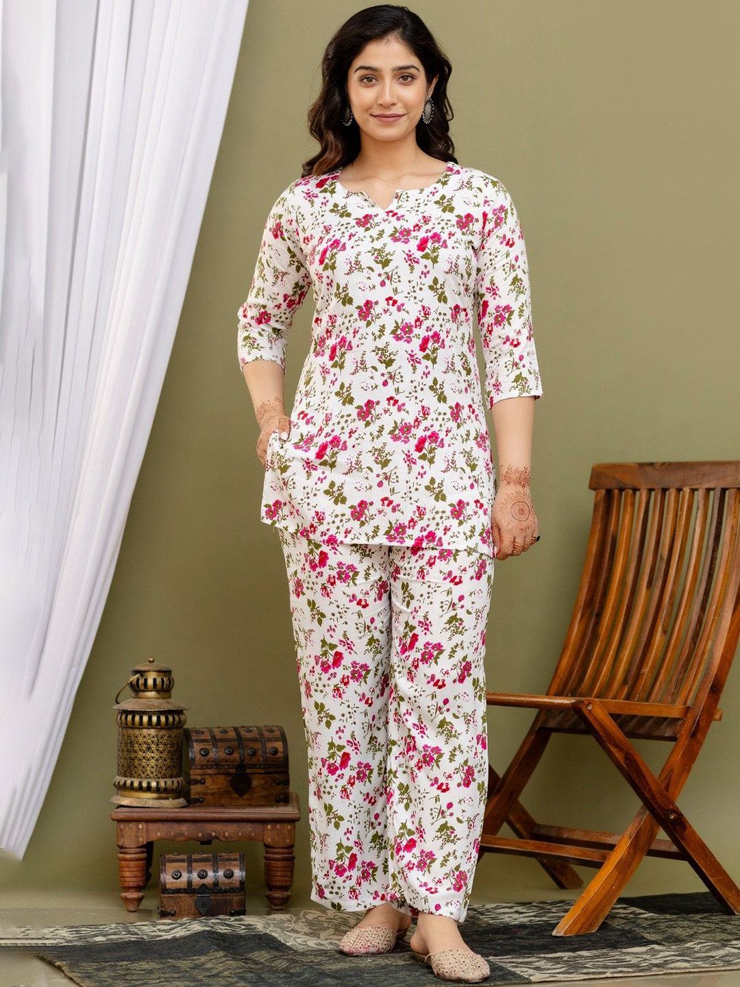 BAESD Floral Printed Tunic & Trousers Co-Ord Set