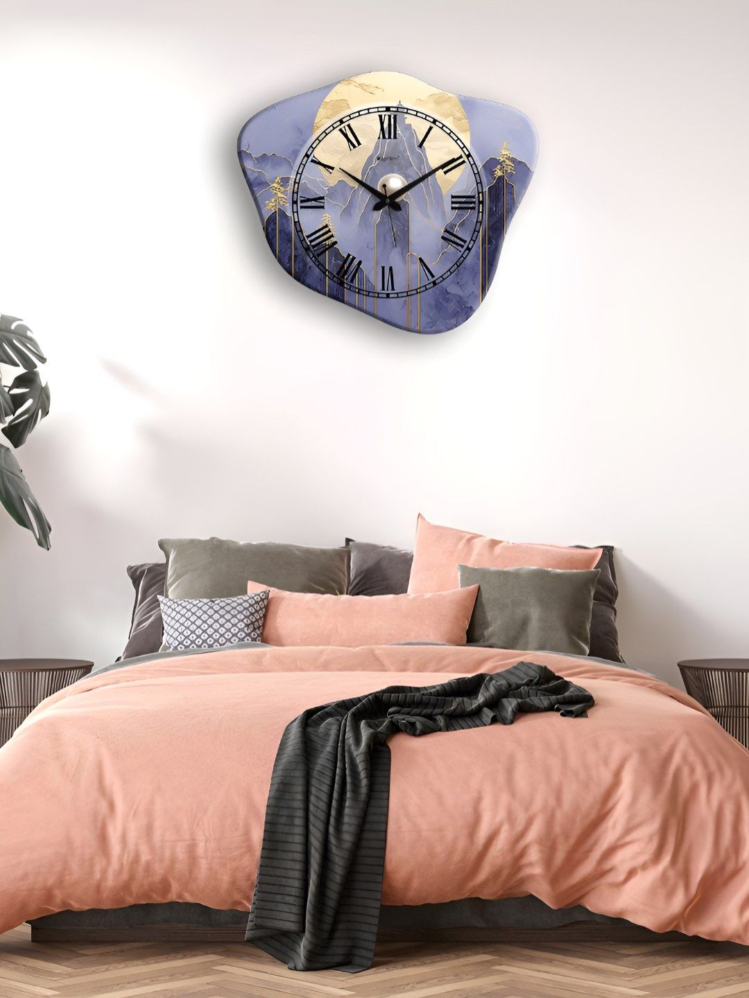 OLIVE TREE Grey & Beige Printed Wooden Geometric Vintage Wall Clock-picture-35