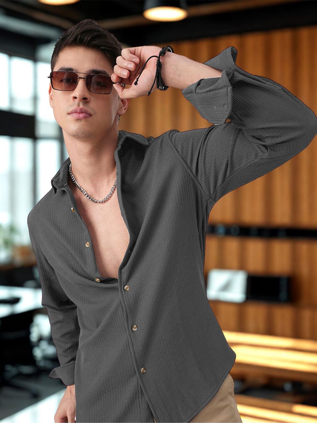 INDICLUB Spread Collar Long Sleeves Shirt-picture-23