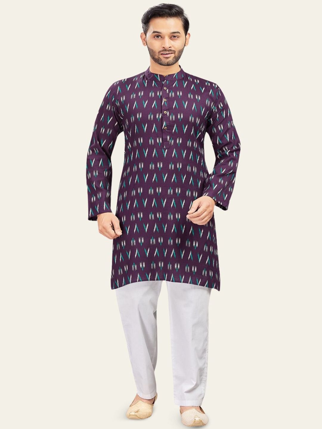 Studio Shringaar Men Printed Mandairan Coller Kurta-picture-16