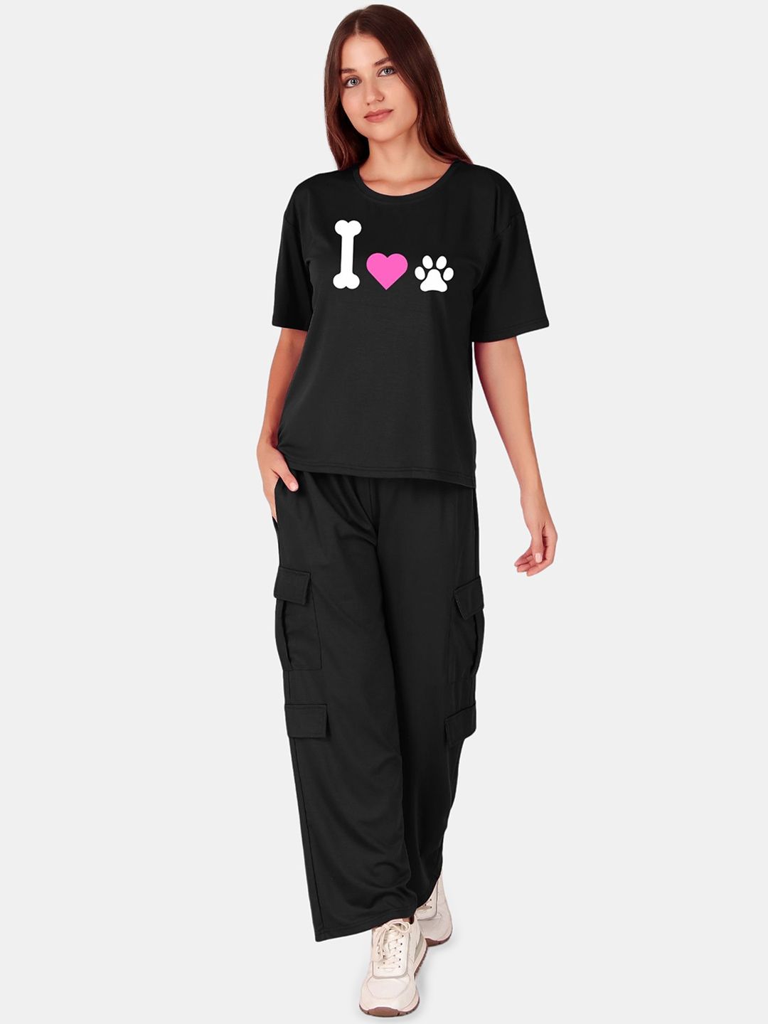 Fasense Oversized T-shirt With Cargo Trousers Co-Ords-picture-15