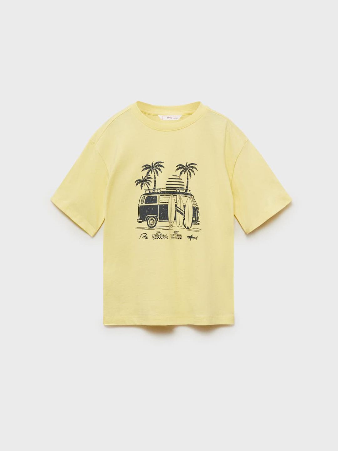 Mango Kids Boys Tropical Printed Drop-Shoulder Sleeves Tropical Pure Cotton T-shirt-picture-24