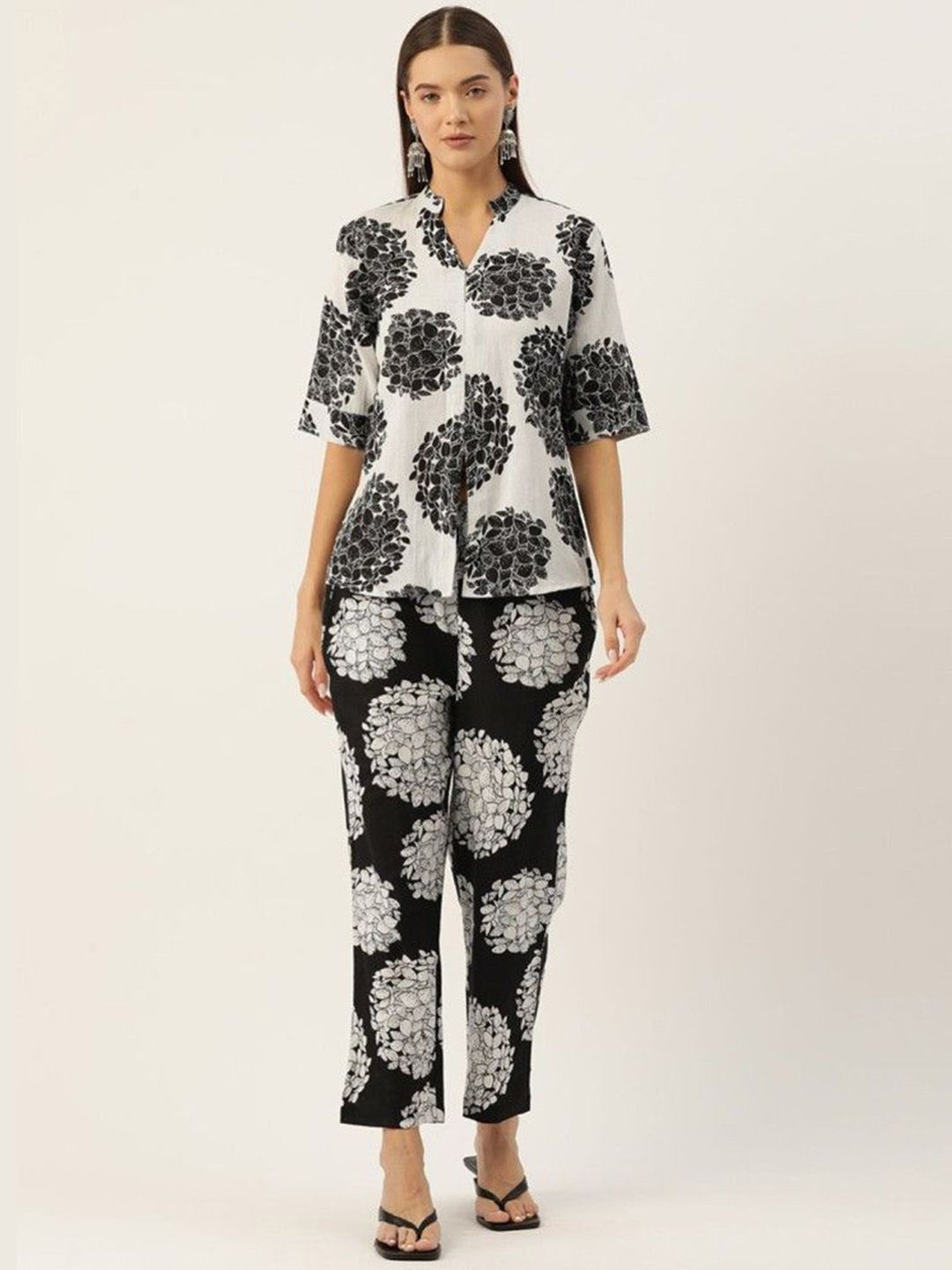 Aralia Floral Printed Mandarin Collar Tunic with Trousers Co-Ords-picture-23