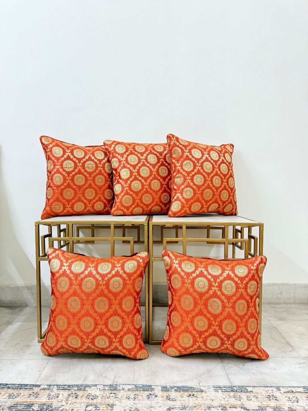 DIHIKA Orange Set of 5 Square Cushion Covers-picture-11