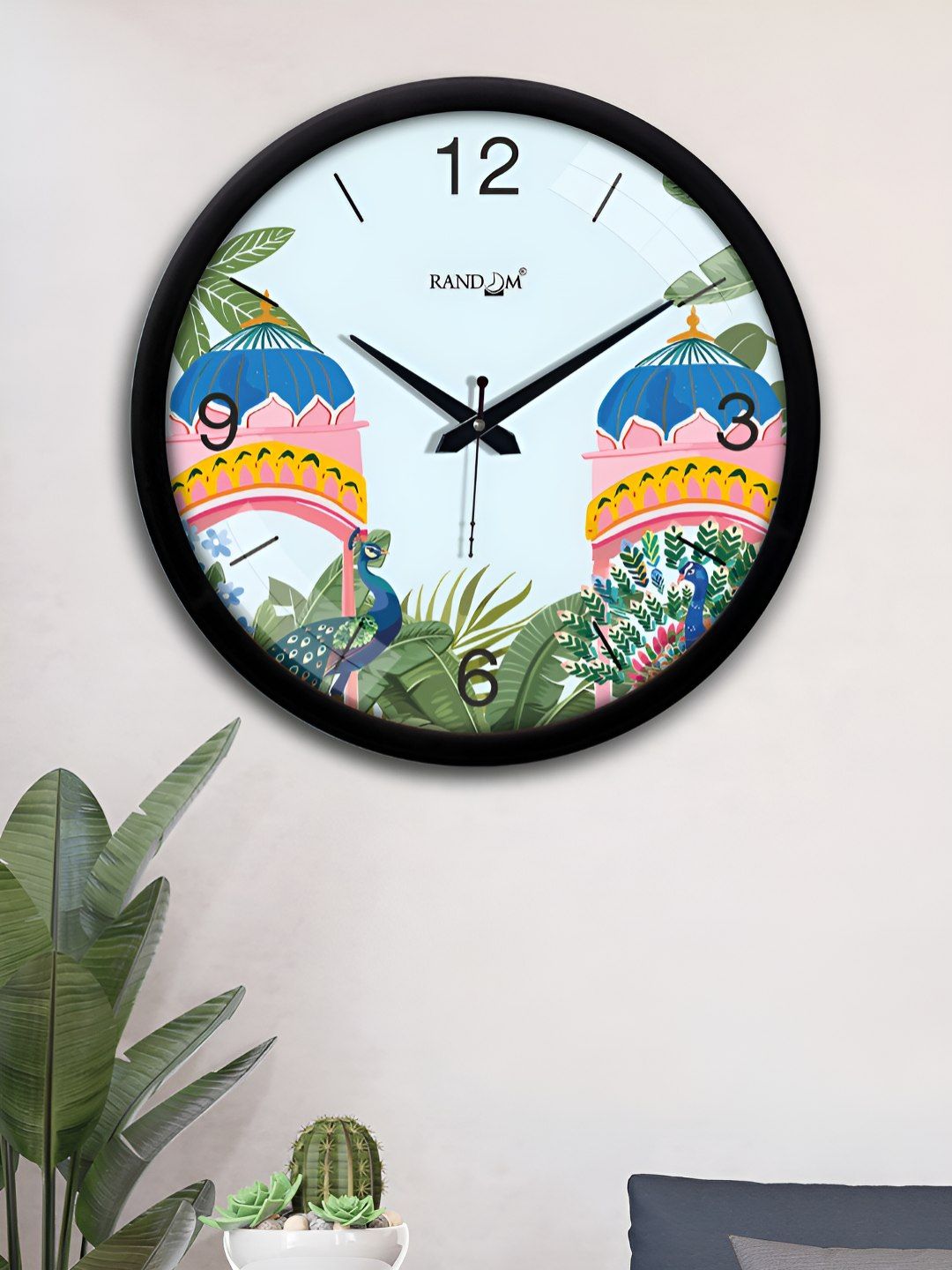 RANDOM Blue & Green Printed Round Shaped Contemporary Wall Clock-picture-25