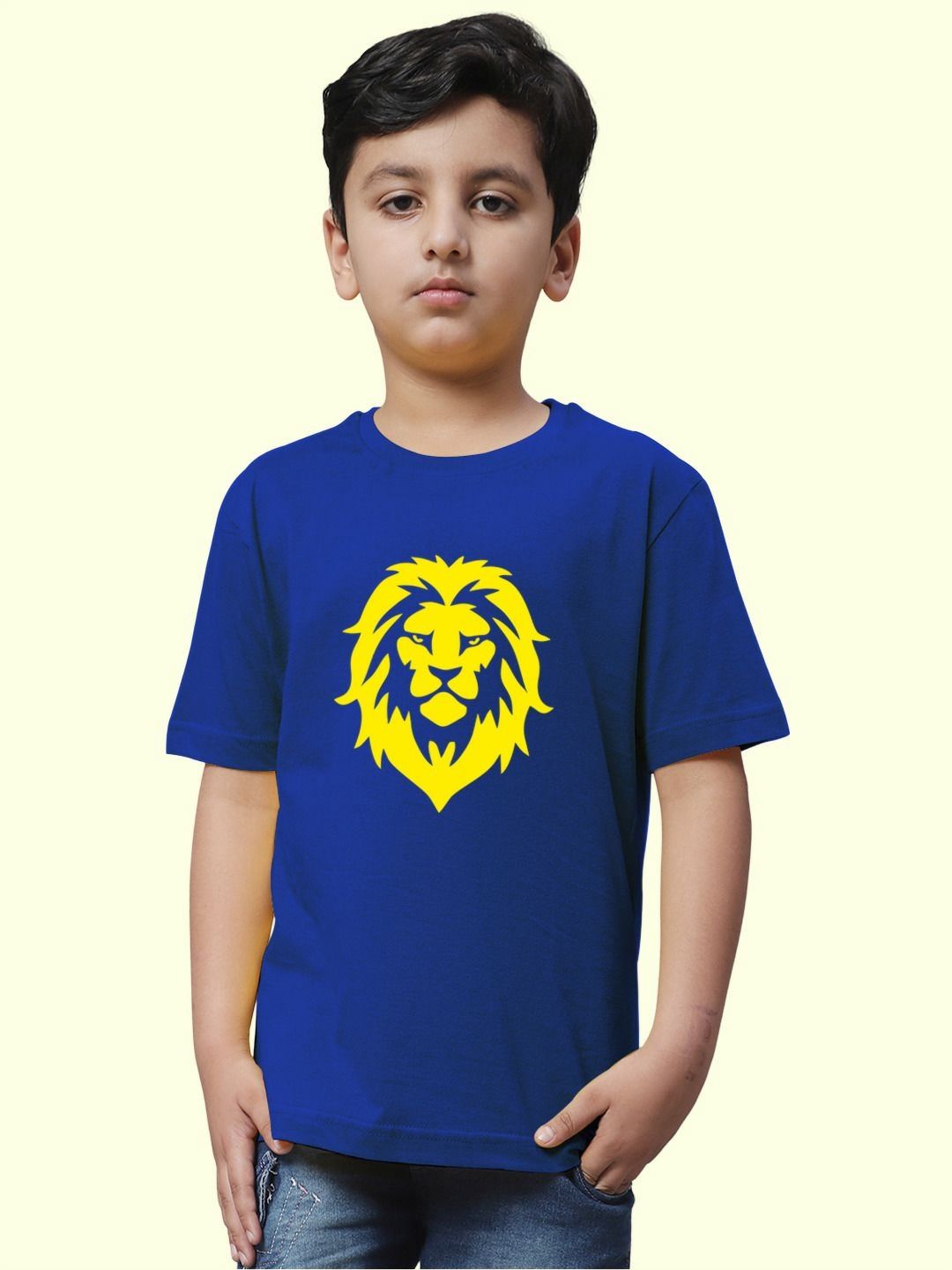 Friskers Boys Lion Printed Round Neck Short Sleeves Pure Cotton T-Shirt-picture-12