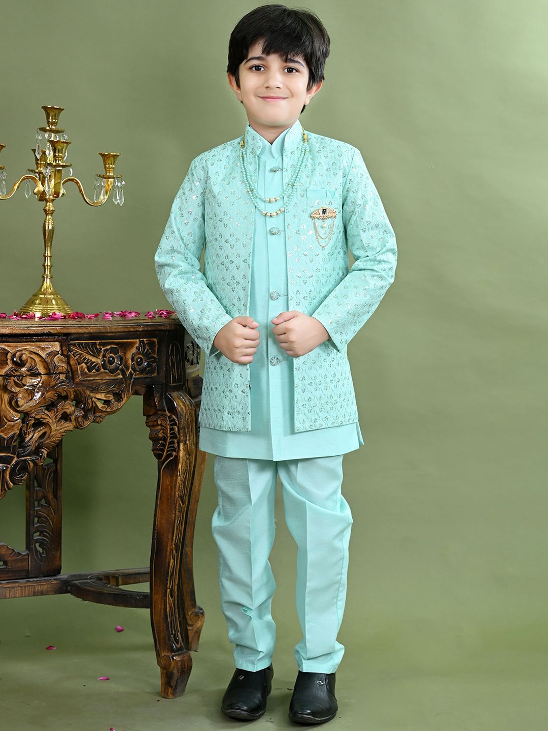 BT DEZINES Embroidered Sequined Sherwani Shrug Set-picture-17