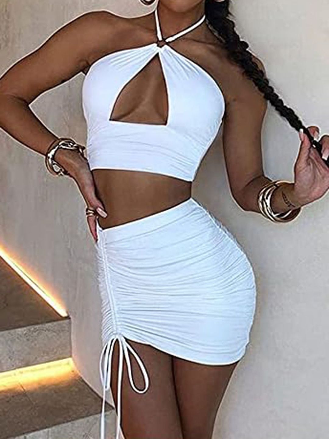 LULU & SKY Halter Neck Top With Skirt Co-Ords-picture-16