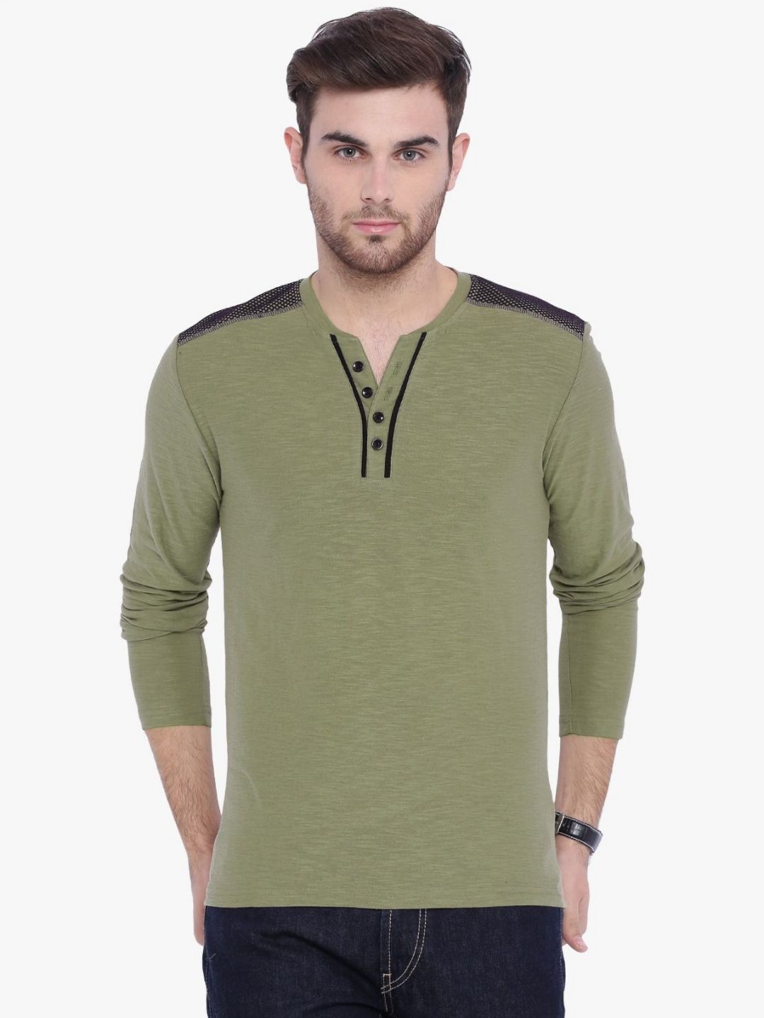 ARISE Men Solid Henley Neck Cotton T-shirt-picture-24