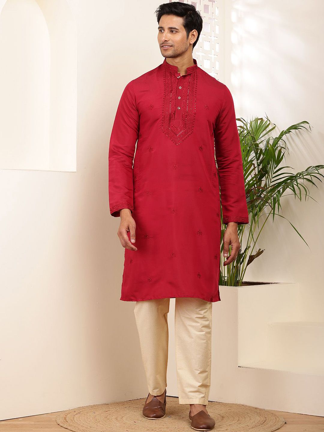 MULTI SHADES Men Embroidered Kurta with Pyjamas-picture-30