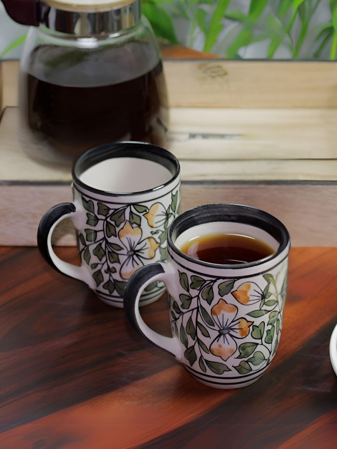 Unravel India White 2 Piece Handcrafted Ceramic Mugs-image-21
