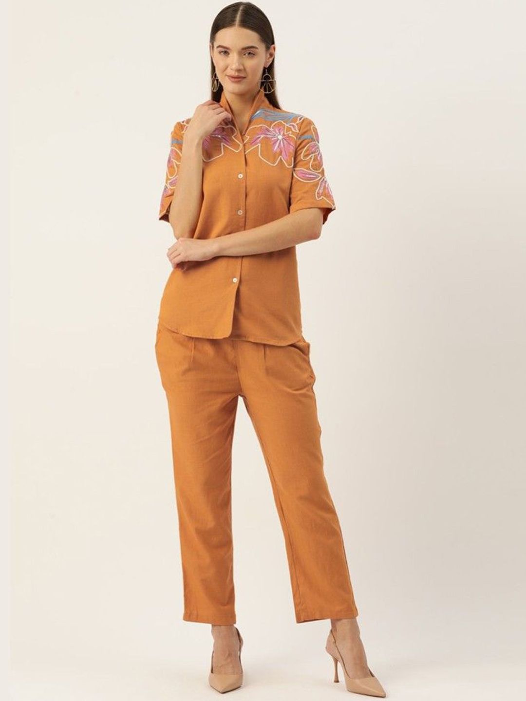 Aralia Embroidered Shirt Collar Neck Shirt With Trousers Co-Ords-picture-35