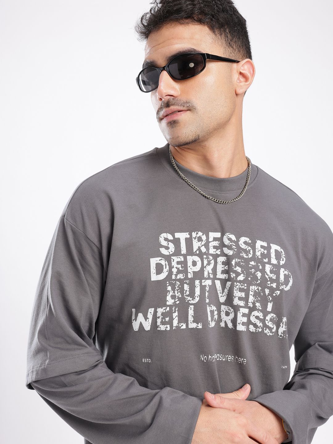 glitchez City Cool Typography Printed Layered Sleeve Relaxed Fit T-shirt-picture-17