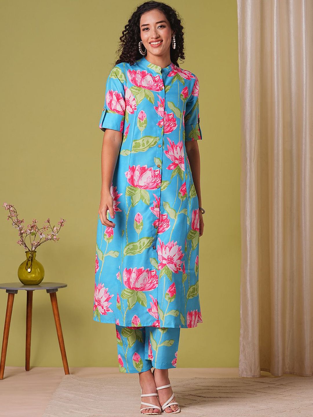 KALINI Women Floral Printed Kurta with Trousers-picture-25