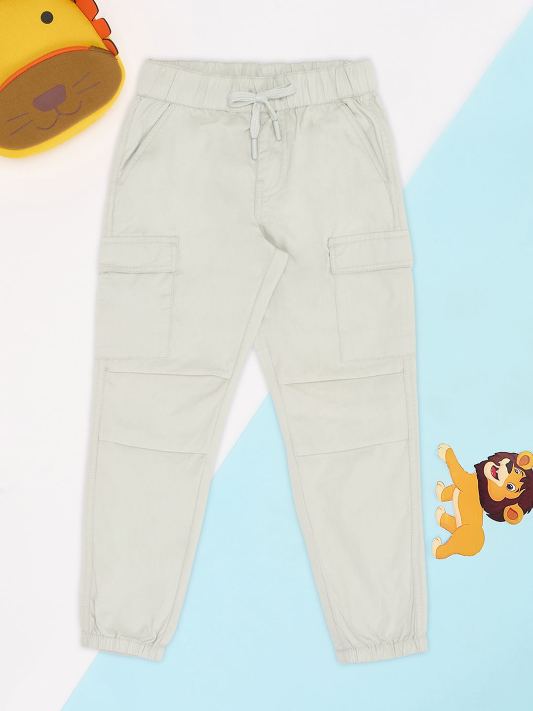 Pantaloons Junior Boys Pure Cotton Mid-Rise Joggers Trousers-picture-40