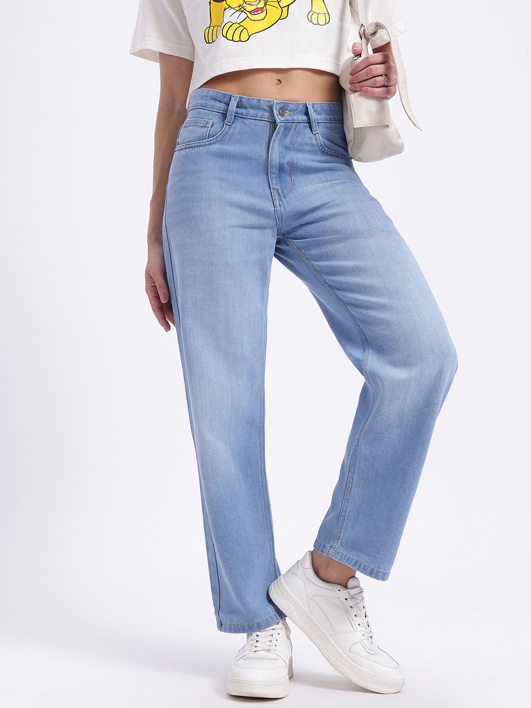 glitchez Women All-Day Comfort Light Fade Cropped Straight Fit Jeans-image-8