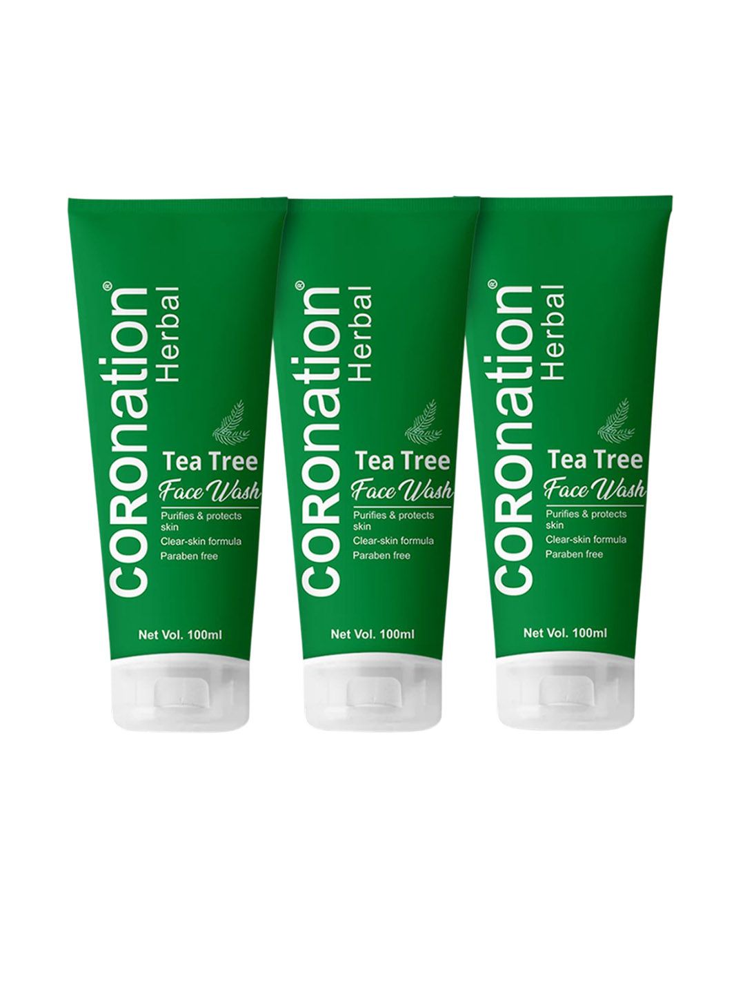 COROnation Herbal Set Of 3 Tea Tree Face Wash - 100 ml Each-image-40