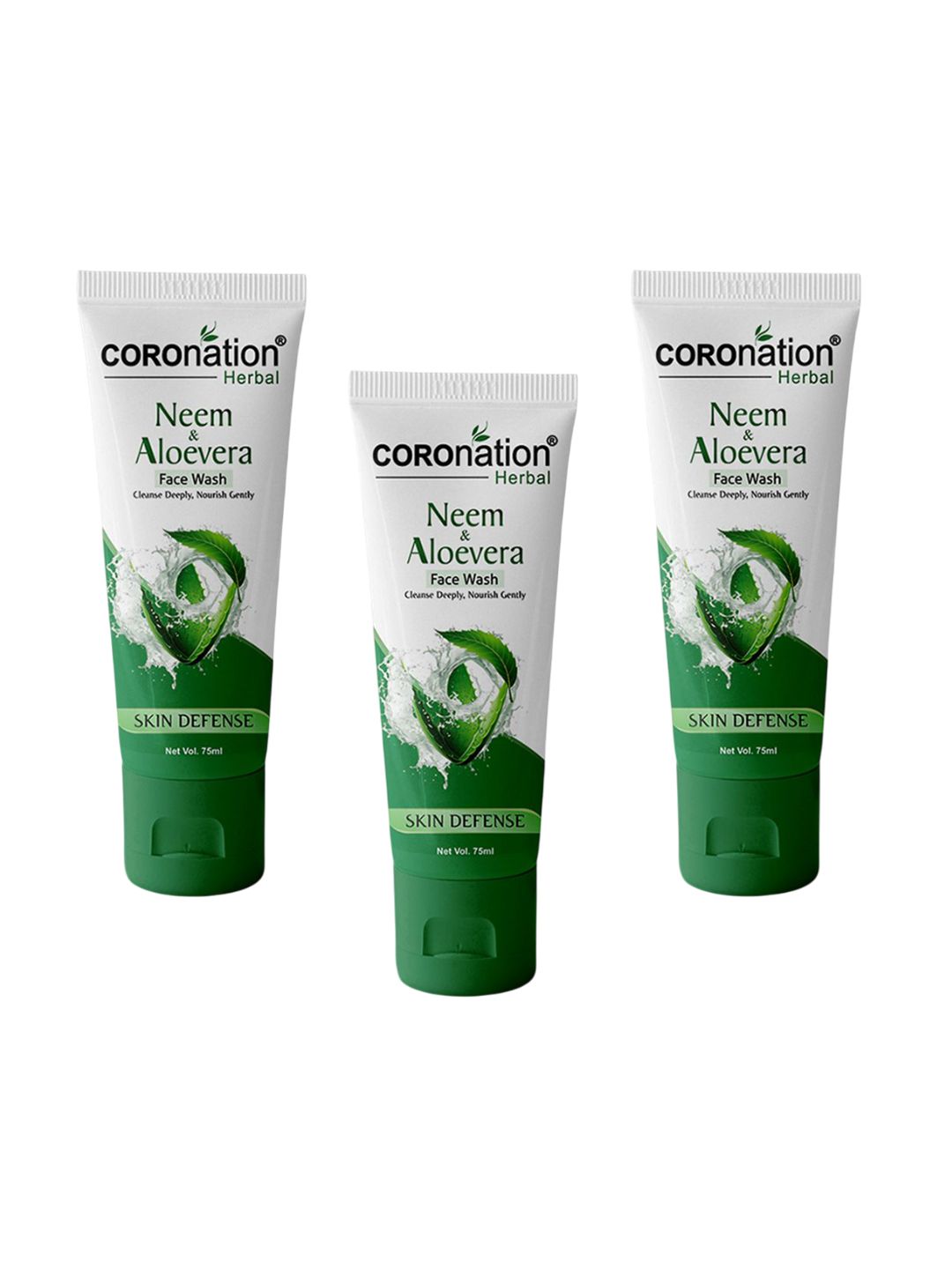 COROnation Herbal Set Of 3 Aloevera & Neem Face Wash - 75 ml Each-image-10