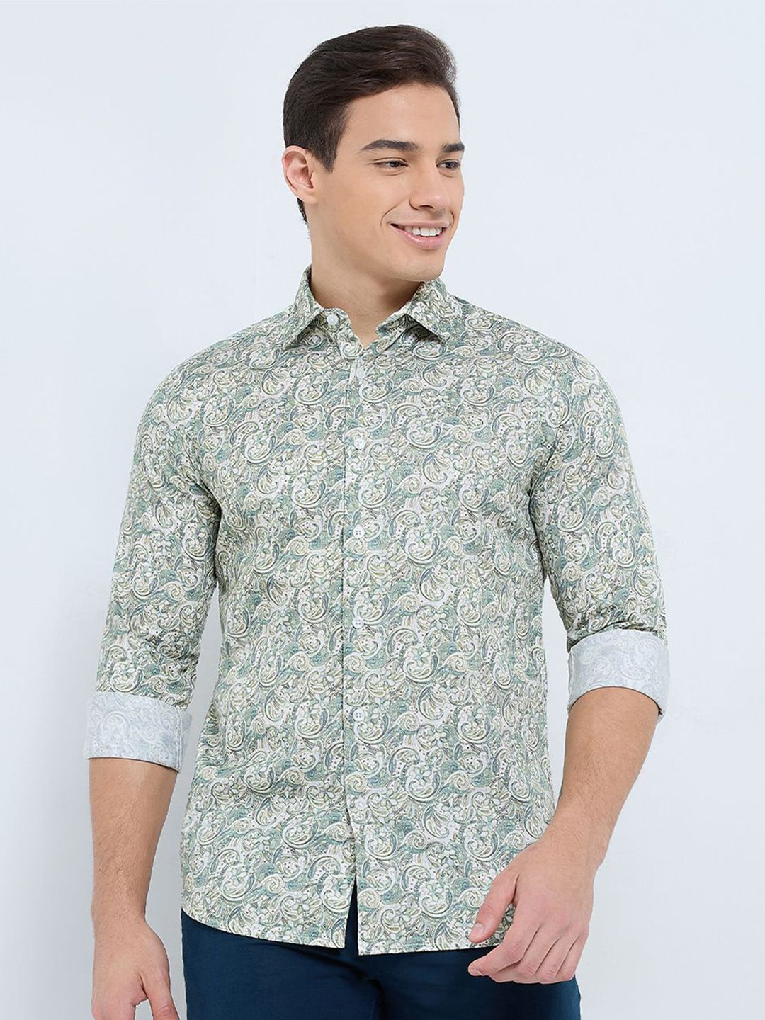 ColorPlus Men Ethnic Printed Regular Fit Cotton Casual Shirt-picture-17