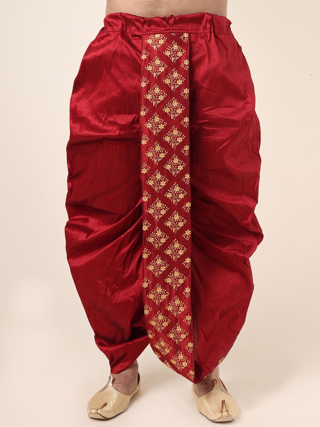 W & G Men Embroidered Relaxed Fit Silk Ethnic Dhoti-picture-31