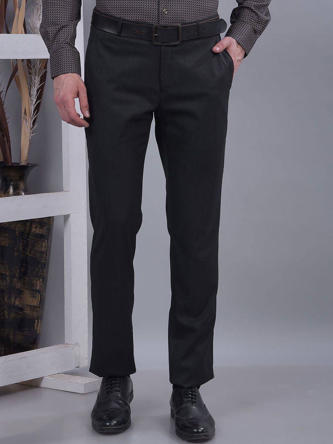 COBB Men Solid Regular Fit Mid-Rise Flat-Front Formal Trousers-image-43