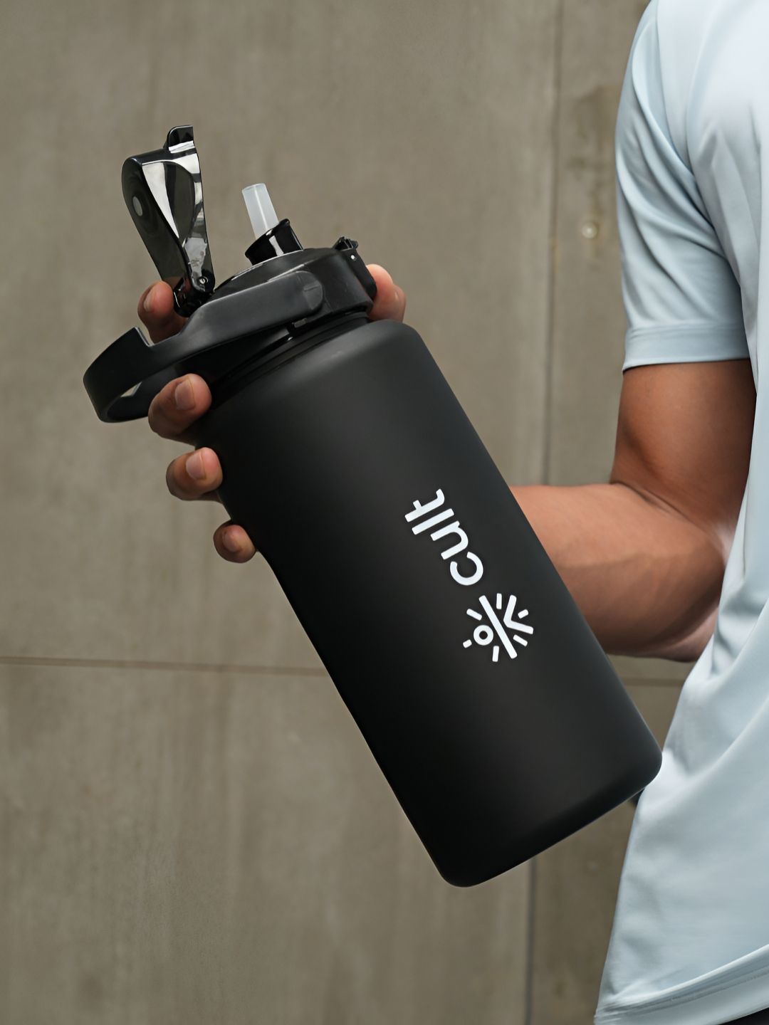 CULT Black & White Single Plastic Solid Water Bottle-image-19