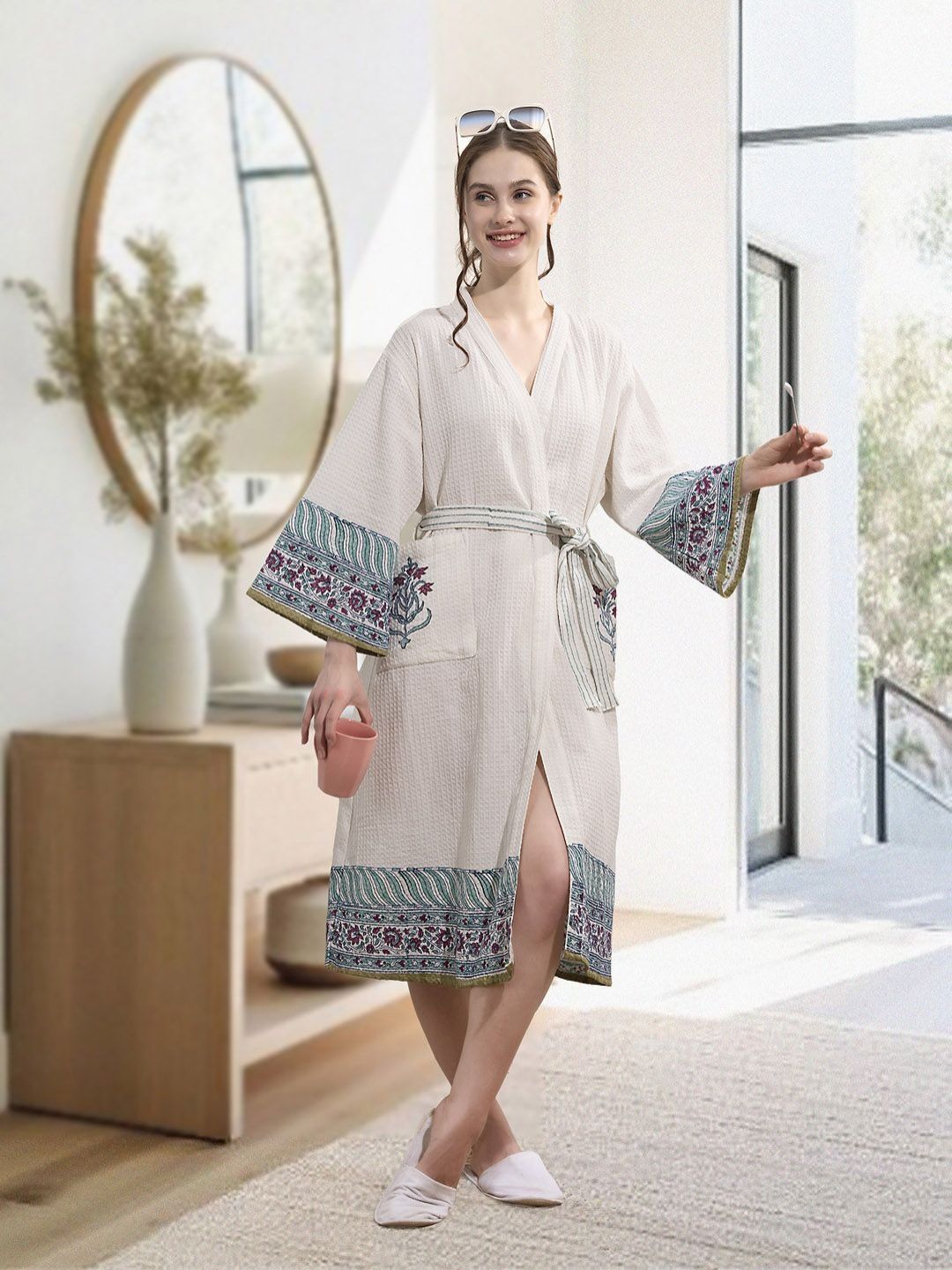 HotGown Block Printed Cotton Bath Robe-image-38