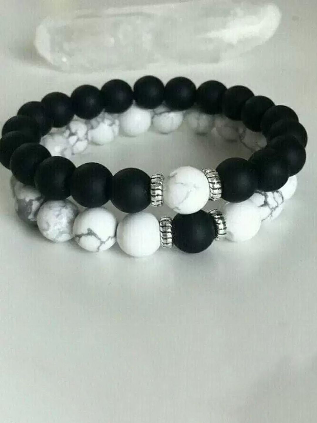 HIGH TRENDZ Unisex 2 Set Of 2 Artificial Beaded Couple Elasticated Bracelet-picture-57