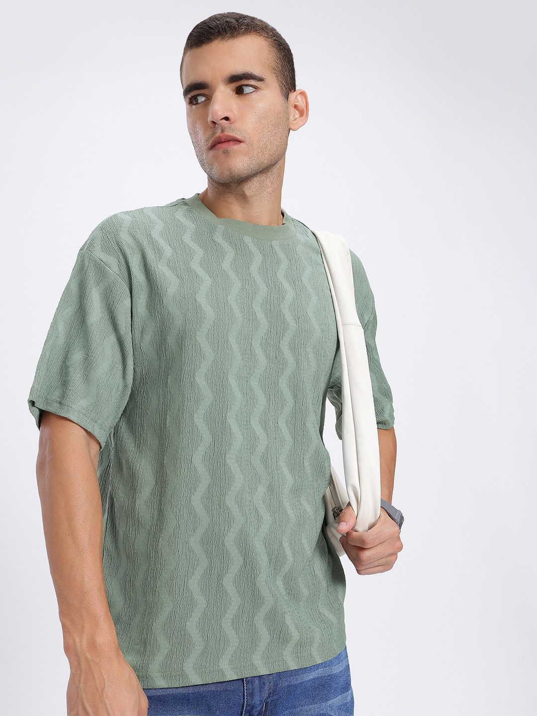 glitchez Chevron Crush Textured Relaxed Fit T-shirt-picture-23