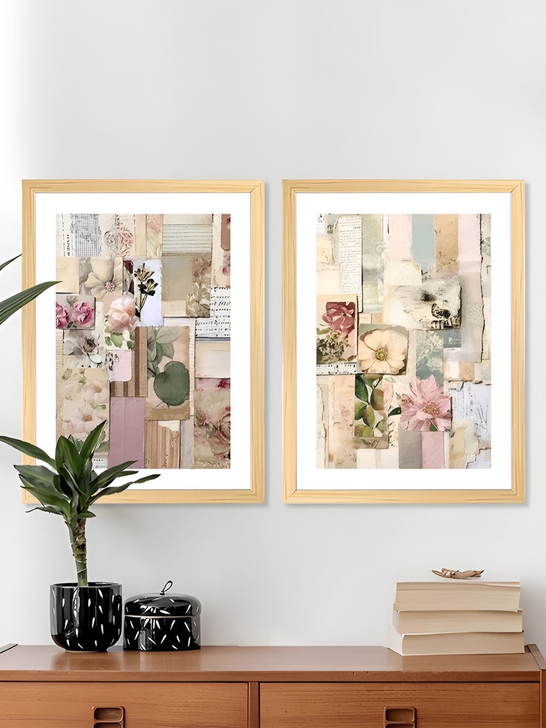 Art Street Peach-Coloured & Beige 2 Piece Wood Floral and Botanical Wall Paintings-image-35