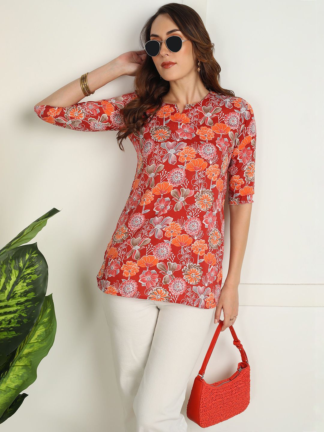 Moda Rapido Floral Printed V-Neck Kurti-picture-34