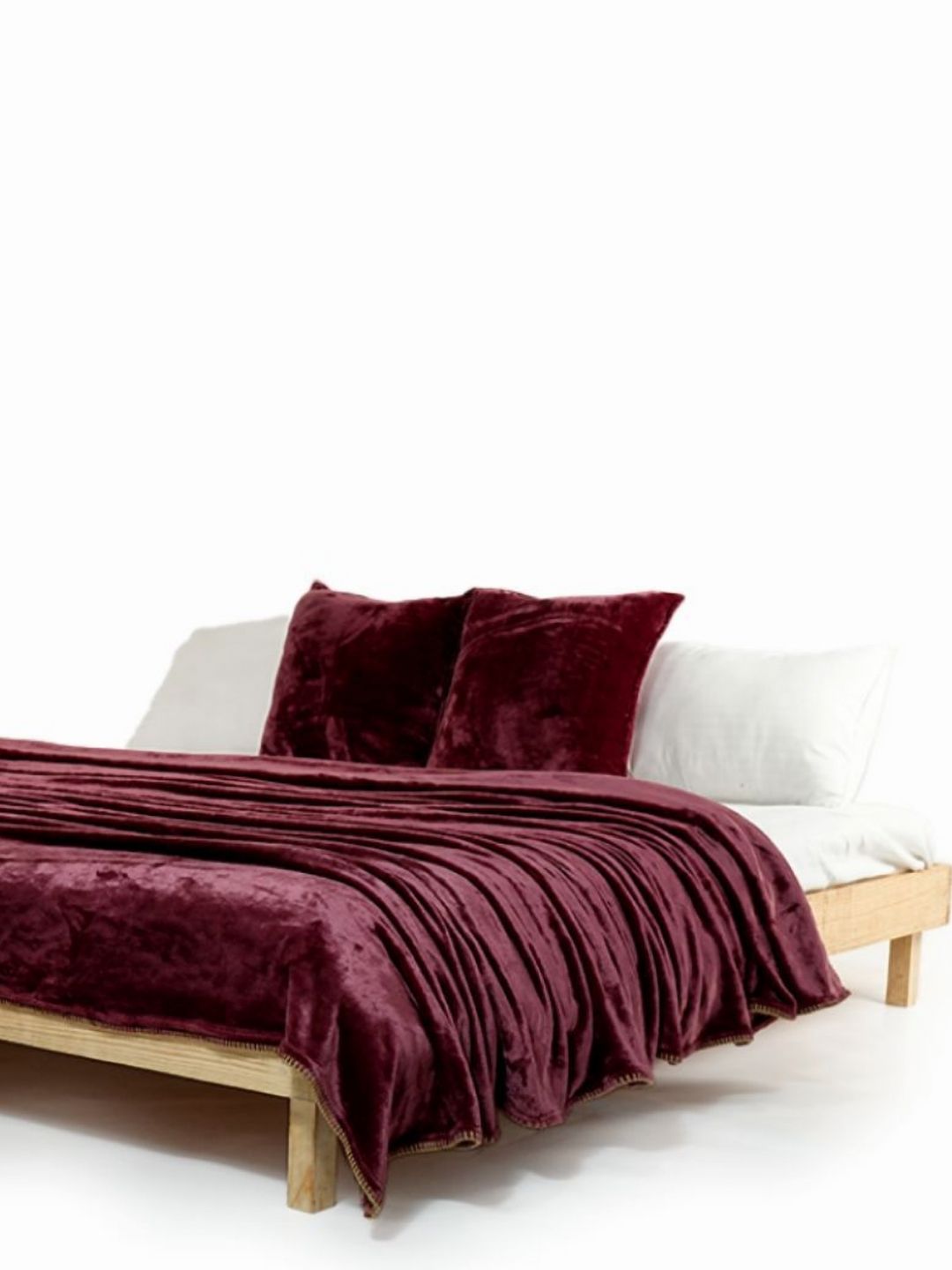 Zarf Burgundy Microfiber AC Room 300 GSM Double Bed Blanket With Two Cushion Covers-picture-33
