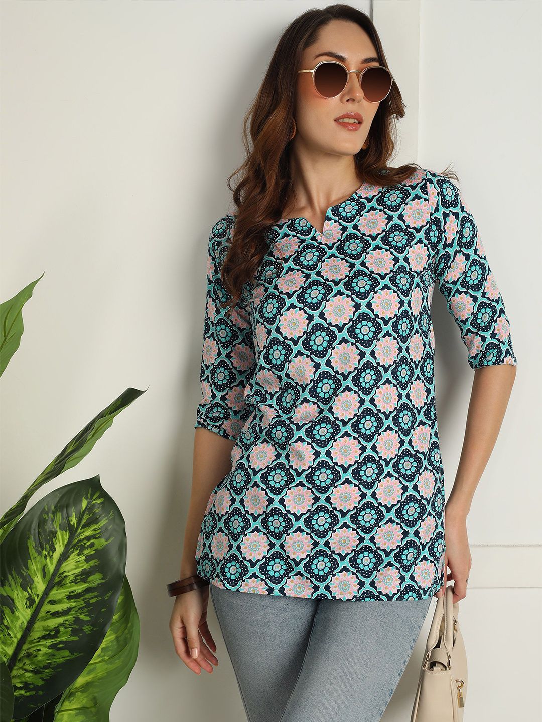 Moda Rapido Floral Printed V-Neck Kurti-picture-28