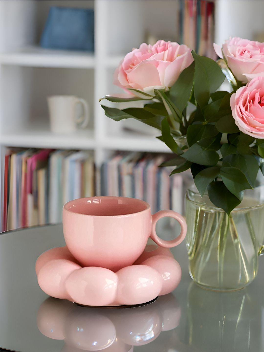 Kraftlik Handicraft Pink Handcrafted and Hand Painted Solid Ceramic Glossy Mugs Set of Cups and Mugs-image-19