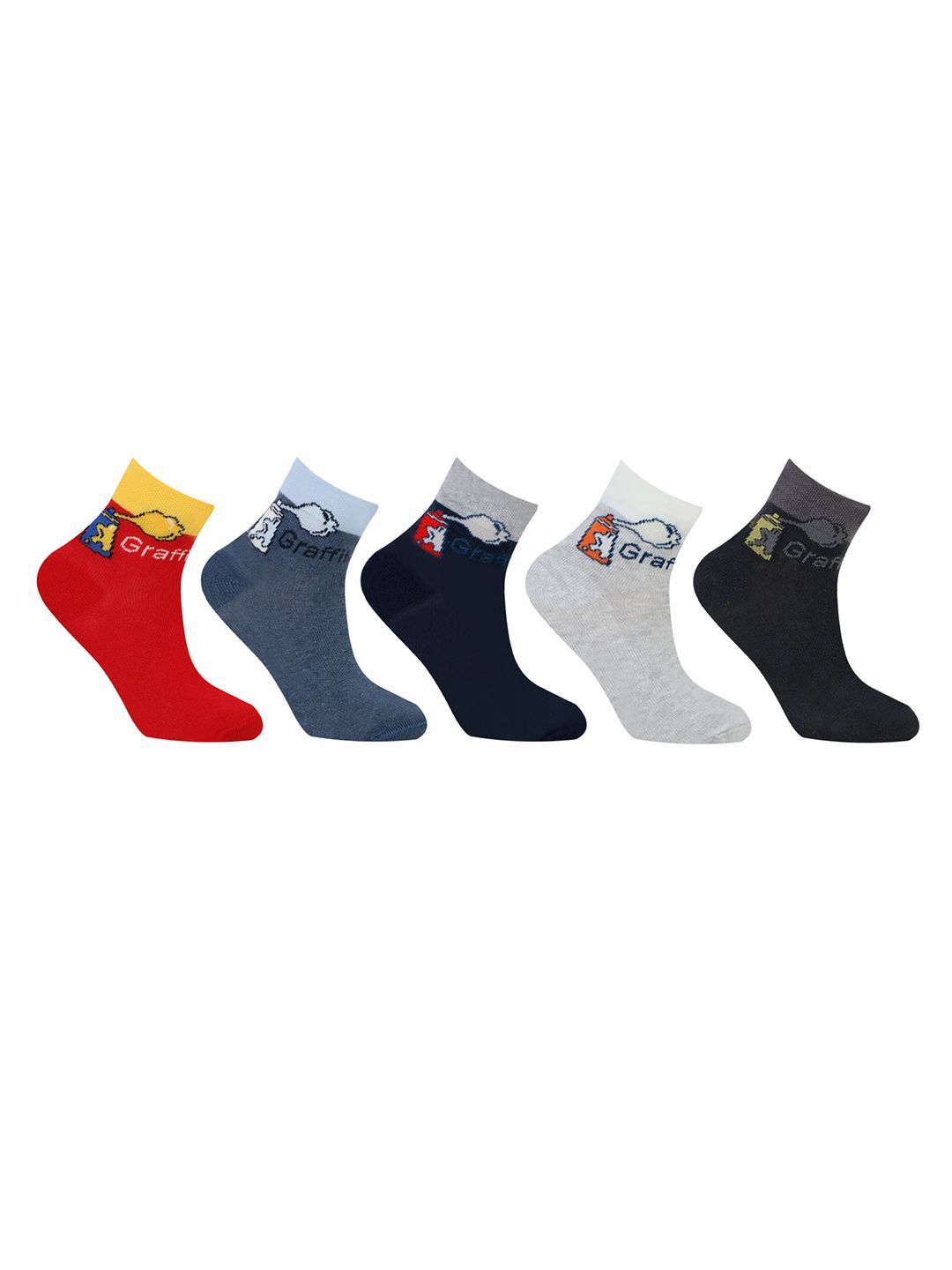 Bonjour Boys Pack of 5 Patterned Cotton Ankle Length Socks