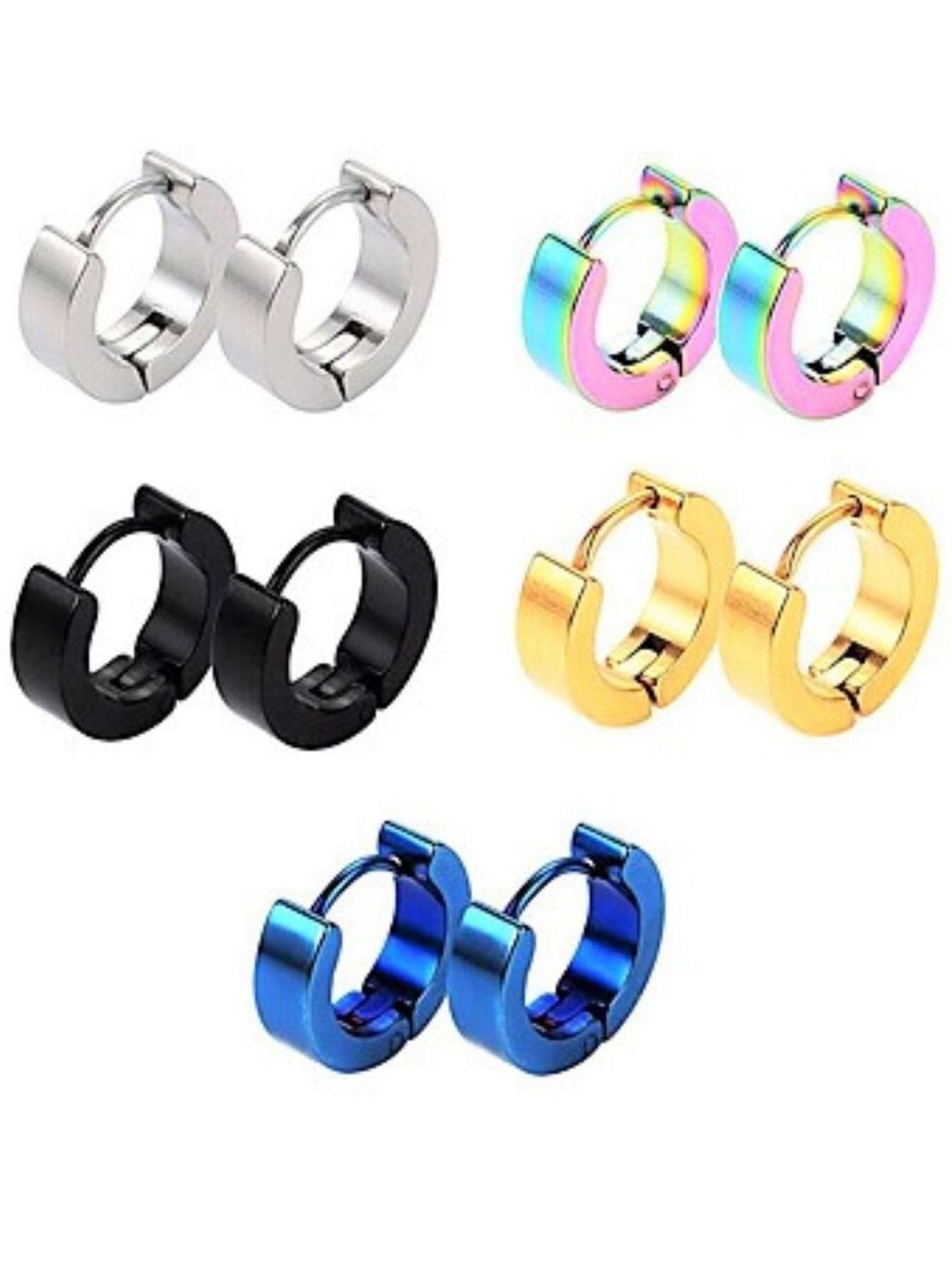 Teeragaj Set of 5 Contemporary Half Hoop Earrings-picture-33
