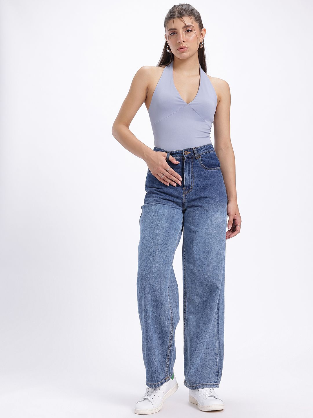 Glitchez Open-Back Halter Neck Fitted Top view 2