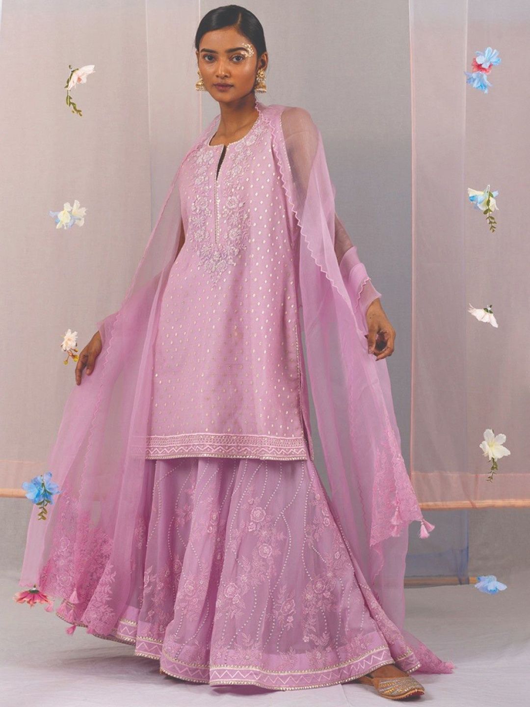 Kyra Women Floral Embroidered Kurta with Skirt & Dupatta-image-16
