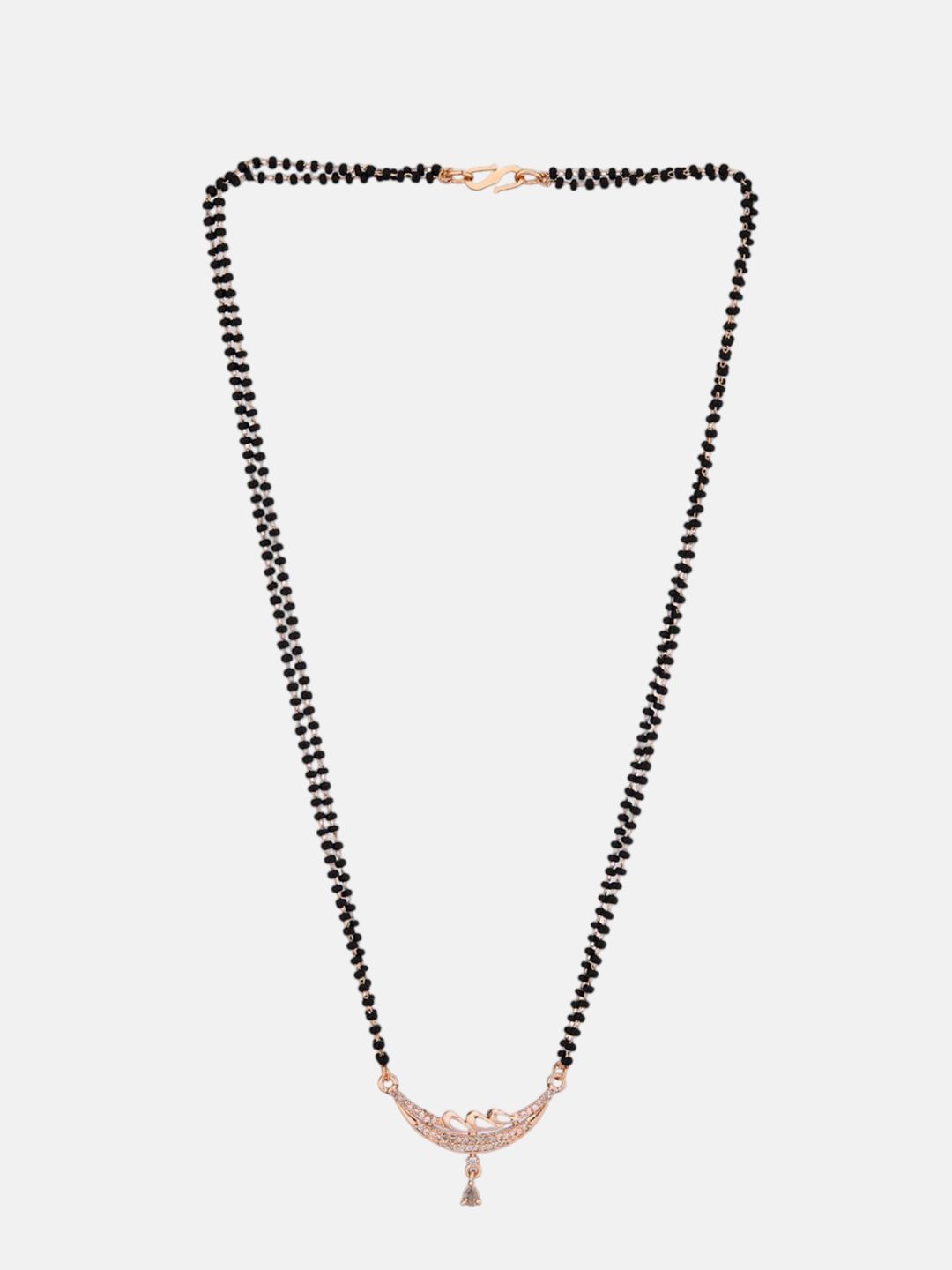 ATIBELLE Set Of 2 Silver-Plated Cubic Zirconia Studded & Beaded Mangalsutras