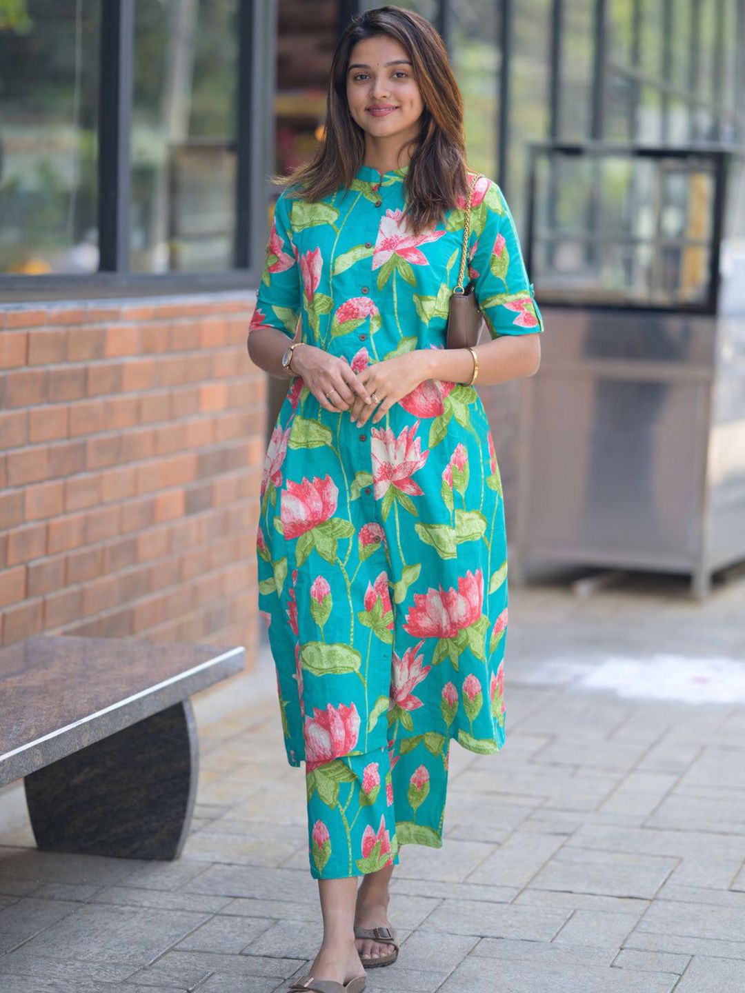 KALINI Floral Printed Straight Kurta With Palazzo-picture-15
